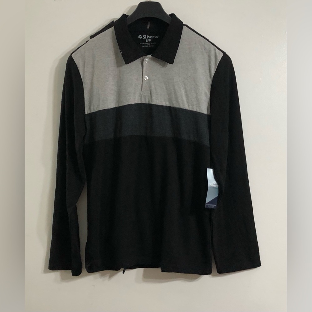 Silverts adaptive men’s shirt long sleeves open back snap buttons black.S/P